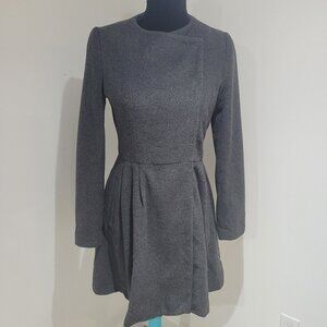 Bebe Women's Wool Blend Peplum Coat Size XS Charcoal Gray Feminine Dressy Chic
